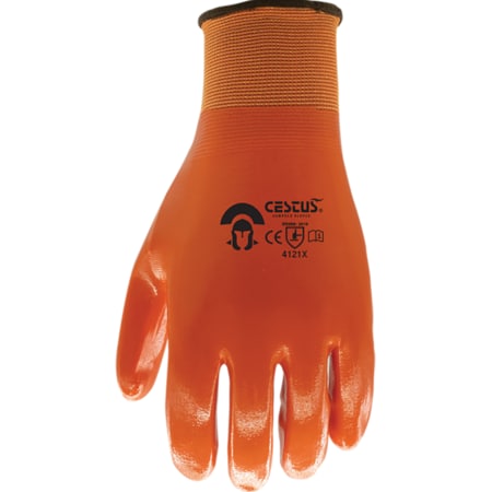 Cestus C-14 Chemical Resistant Gloves, 10.5 L, 15 Gauge, Orange, M, 1 PR C14-M